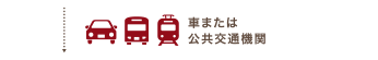 車または公共交通機関