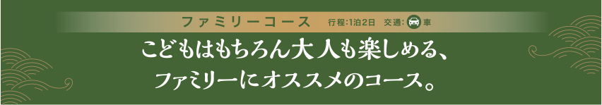 ファミリーコース こどもはもちろん大人も楽しめる、ファミリーにオススメのコース。